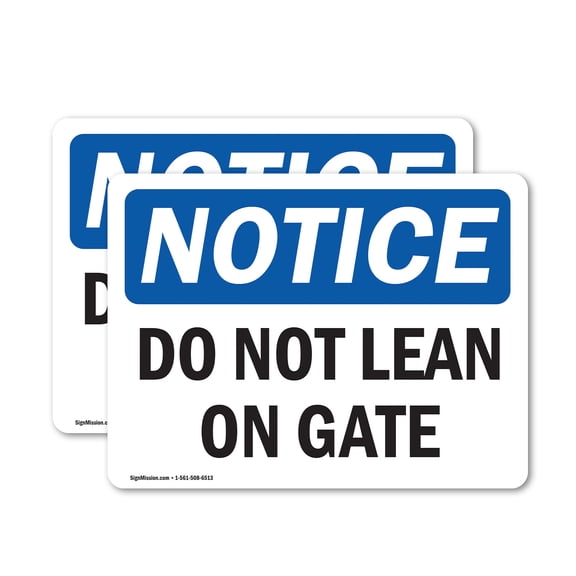 (2 Pack) Do Not Lean On Gate OSHA Notice Sign 5 Inch X 3.5 Inch Vinyl Label Decal Sticker Weather Resistant, UV Protected for Workplace, Business, and Construction Site, Made in the USA