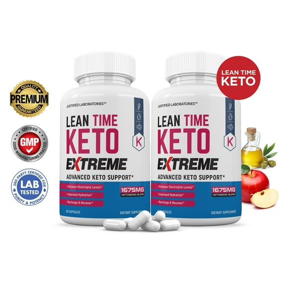 (2 Pack) Lean Time Keto ACV Extreme Pills 1675mg Alternative to Gummies Dietary Supplement 120 Capsules