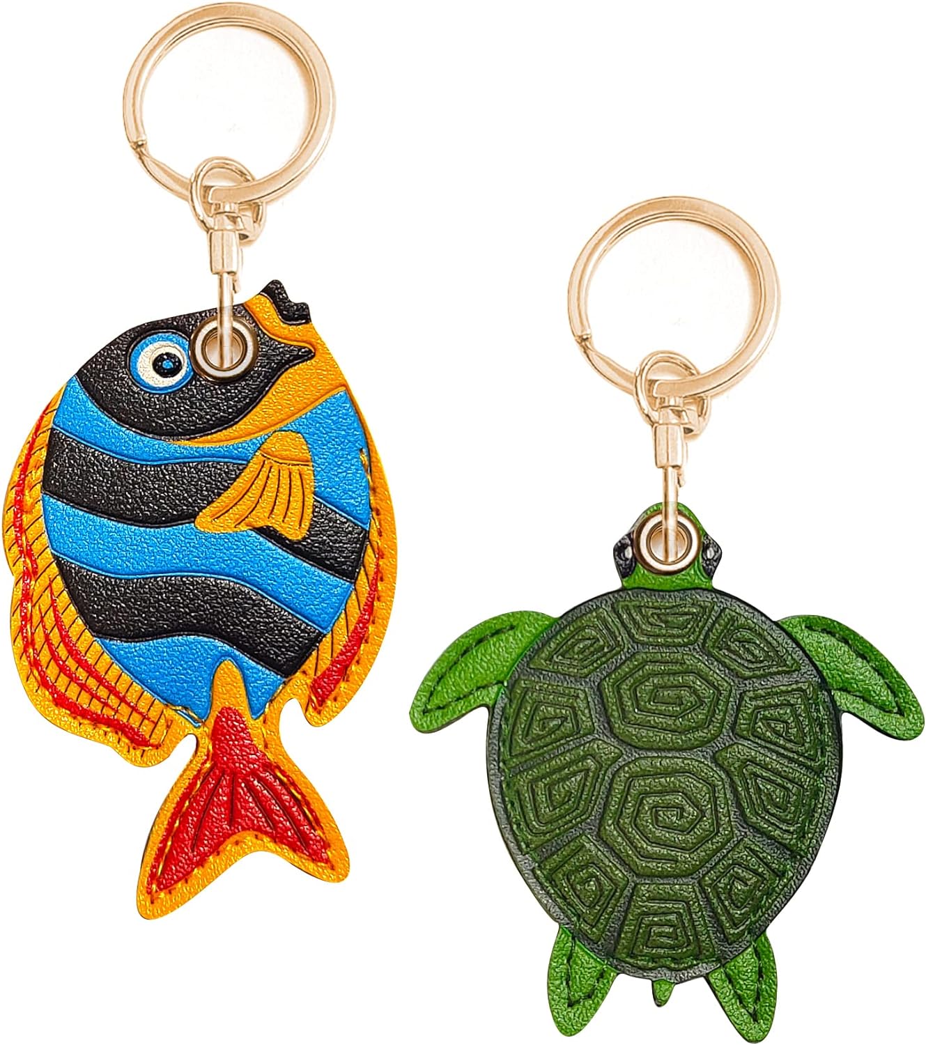 2 Pack Leather Airtag Keychain Case Holder, Cute Kawaii Accessories