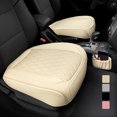 thumbnail image 1 of 2 Pack Leather Front Car Seat Cover Bottom Car Seat, Anti-Slip and Full Wrap Driver Car Seat Protectors with Storage Pocket, Waterproof Bottom Auto Seat Cushion Pad Mat for Most Vehicles(Beige), 1 of 6