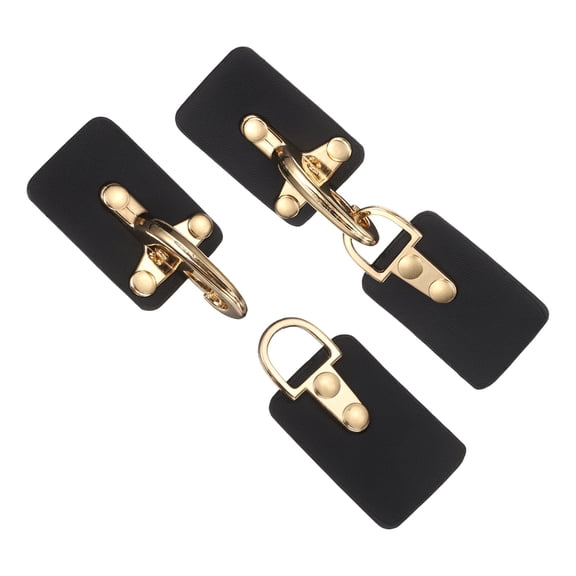 2 Pack Leather Snap Buckle Lock, 4.6" Long Sew on Toggle Closure Buckle Alloy Leather Clasp Fasteners Replacement Snap Toggle for Cloak DIY Craft Sewing, Black/Gold