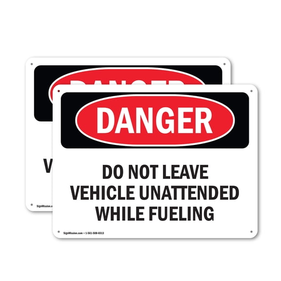 (2 Pack) Do Not Leave Vehicle Unattended While OSHA Danger Sign 14 Inch X 10 Inch Indoor / Outdoor Rust-Free Aluminum Metal Signs for Workplace, Workshop, and Construction Site, Made in