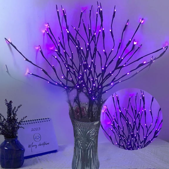 2 Pack Led Branch Light Battery Operated Lighted Branch Vase Filler Willow Tree Artificial Little Twig Power Brown 30 Inch 20 LED for Home Romantic Decoration, Warm White