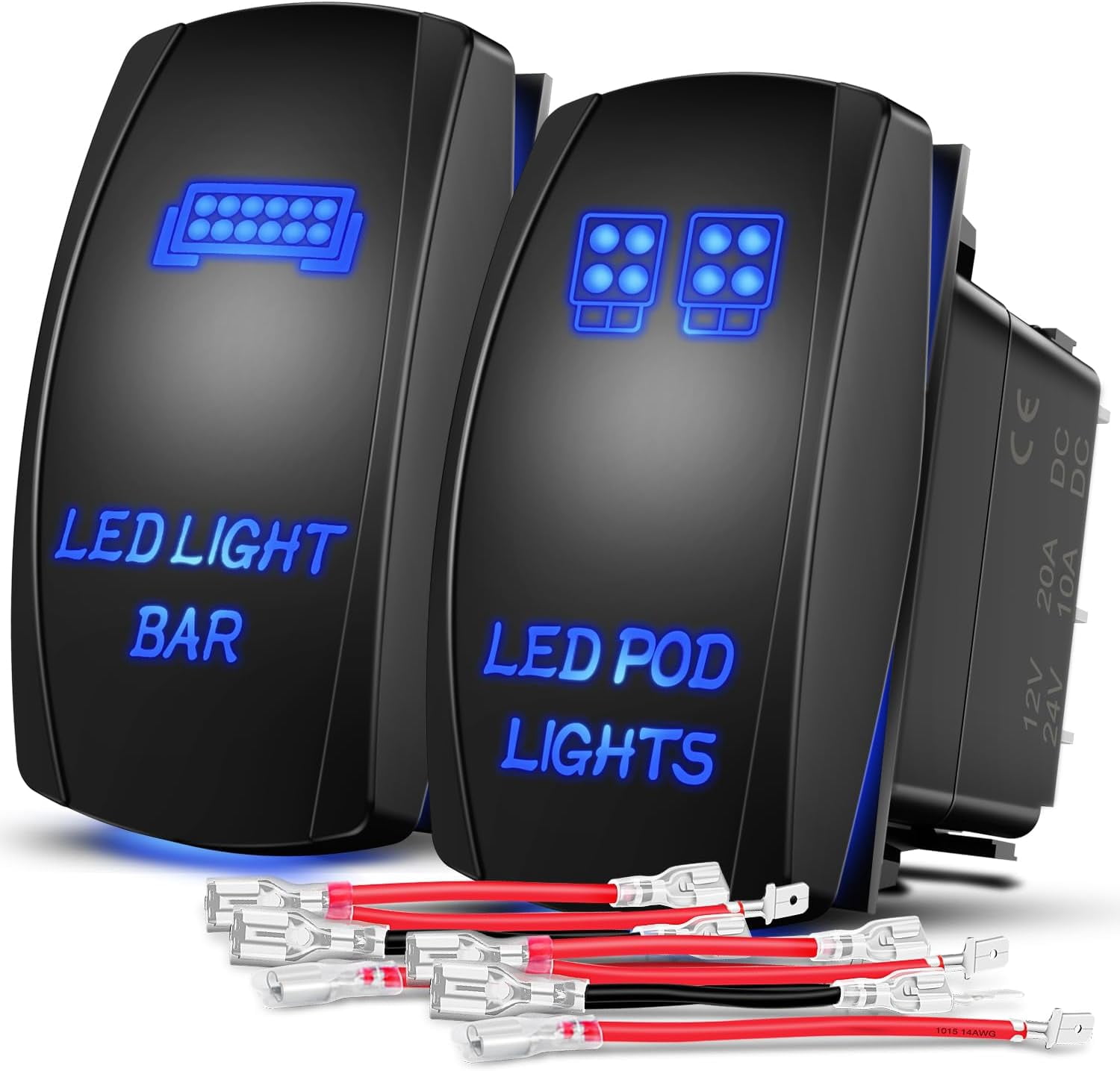 2 Pack Led Pod Lights Rocker Switch Light Bar 5 Pin Laser On Off SPST ...