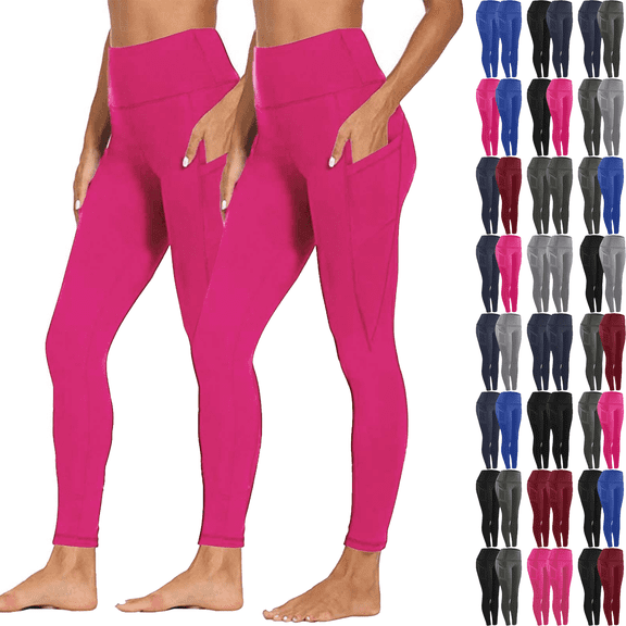 2 Pack Leggings for Women High Waisted Tummy Control Soft Stretchy Yoga Pants Workout Fitness Running Yoga Butt Lifting Tights
