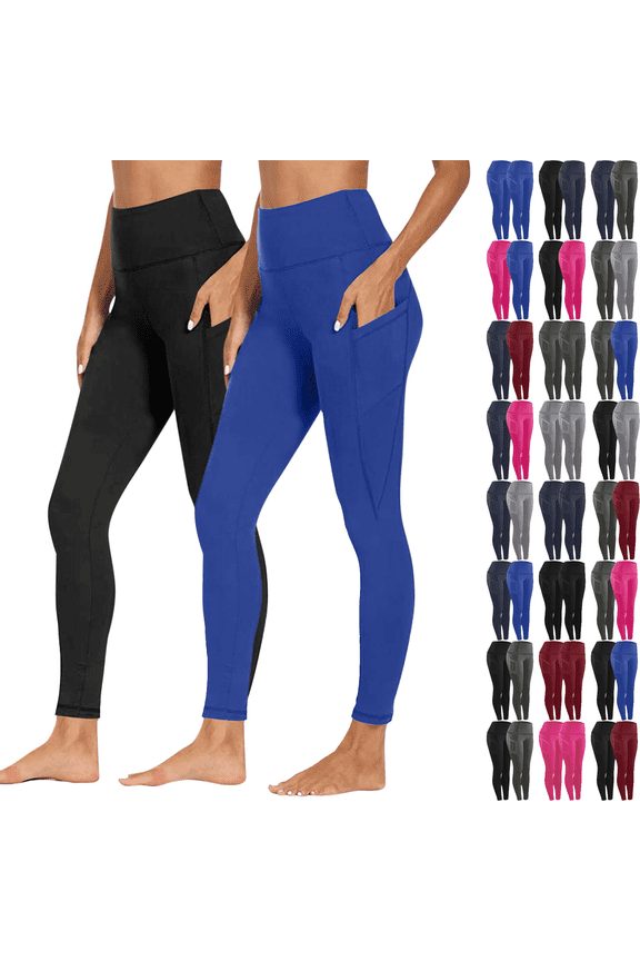 2 Pack Leggings for Women High Waisted Tummy Control Soft Stretchy Yoga Pants Workout Fitness Running Yoga Butt Lifting Tights