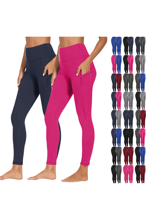2 Pack Leggings for Women High Waisted Tummy Control Soft Stretchy Yoga Pants Workout Fitness Running Yoga Butt Lifting Tights