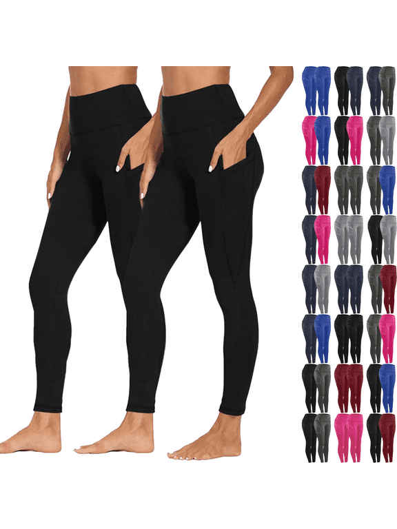 2 Pack Leggings for Women High Waisted Tummy Control Soft Stretchy Yoga Pants Workout Fitness Running Yoga Butt Lifting Tights