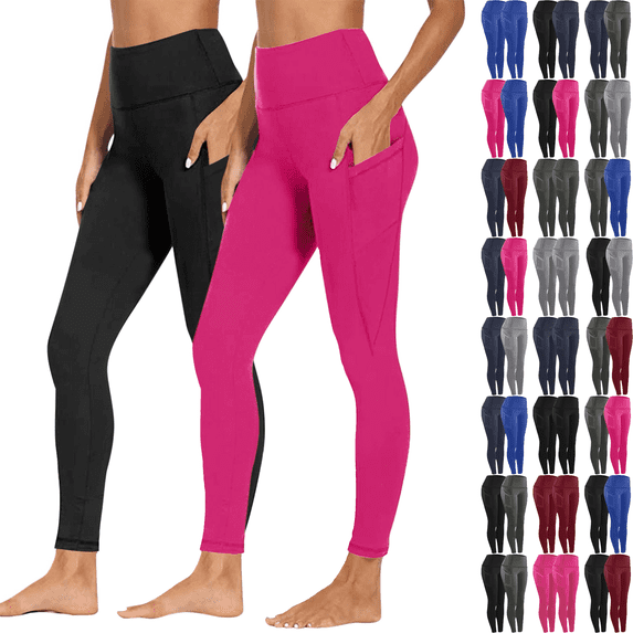 2 Pack Leggings for Women High Waisted Tummy Control Soft Stretchy Yoga Pants Workout Fitness Running Yoga Butt Lifting Tights