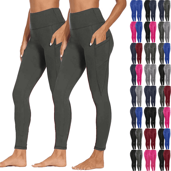 2 Pack Leggings for Women High Waisted Tummy Control Soft Stretchy Yoga Pants Workout Fitness Running Yoga Butt Lifting Tights