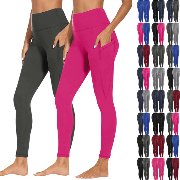 2 Pack Leggings for Women High Waisted Tummy Control Soft Stretchy Yoga Pants Workout Fitness Running Yoga Butt Lifting Tights