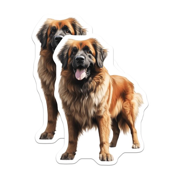 (2 Pack) Leonberger Dog Magnets - Large Breed Pet Art - Canine Lover Decor for Fridge and Locker - Dog Owner Present - 5 Inches On Longest Side - Thick Durable Magnet - Made in USA