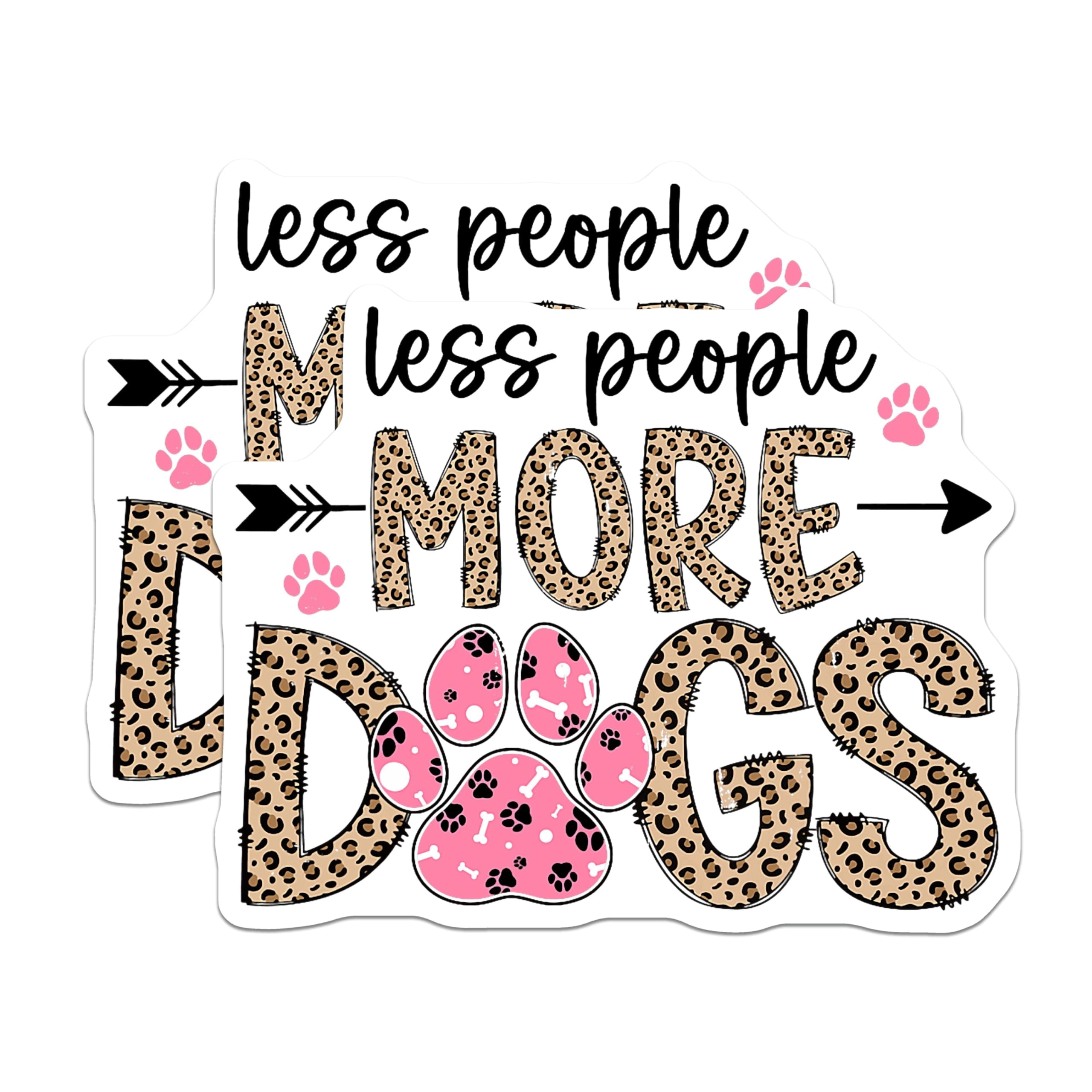 (2 Pack) Less People More Dogs Stickers - Leopard Print Paw Design ...