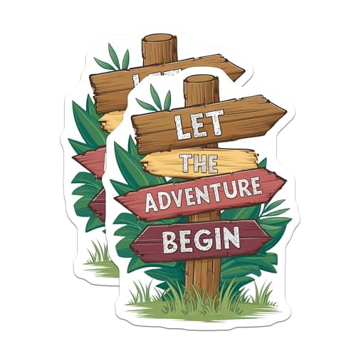 (2 Pack) Let The Adventure Begin Magnets - Motivational Quote - Travel - Adventure Themed Magnets - 5" On Longest Side - for Cars, Fridges, Toolboxes - Made in USA - MAG4059