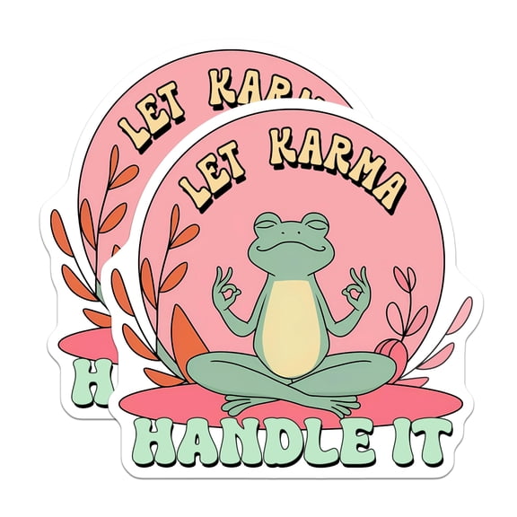 (2 Pack) Let Karma Handle It Magnets - Yoga Frog - Zen Meditation for Home Office - Fun Fridge Art - 5" On Longest Side - for Cars, Fridges, Toolboxes - Made in USA - MAG3769