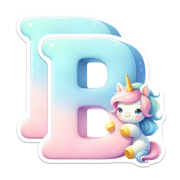 (2 Pack) Letter D Unicorn Stickers - Alphabet Initial D - Cute Unicorn Stickers - 5" On Longest Side - Sticks to Smooth Flat Surfaces - Made in USA - BMCS14397