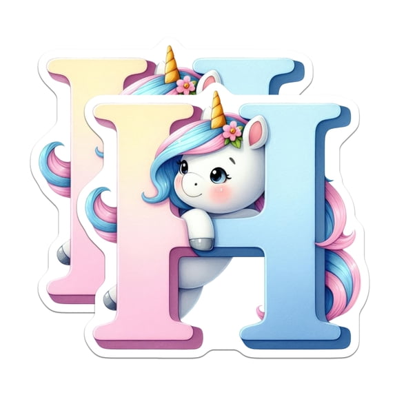 (2 Pack) Letter H Unicorn Magnets - Alphabet Refrigerator Magnets - Kids Initial Magnets - 5" On Longest Side - Premium Magnet - for Cars, Refrigerators, Toolboxes, Lockers - Made in USA - MAG15039