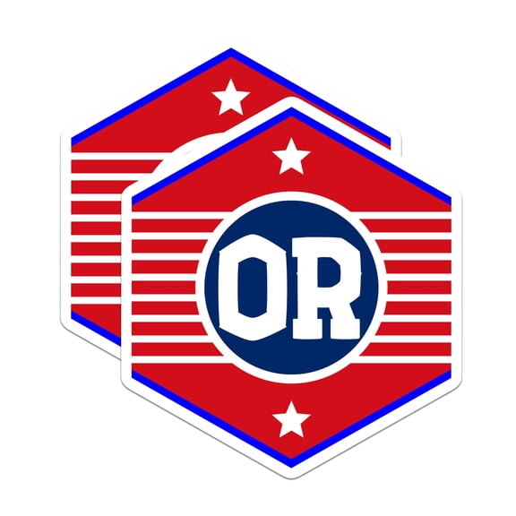 (2 Pack) OR Letter Logo Stickers - Patriotic Emblem Stickers - Monogram Initial Stickers - 5" On Longest Side - Sticks to Smooth Flat Surfaces - Made in USA - BMCS17721