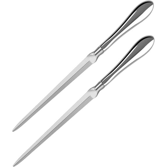 2 Pack Letter Opener, Envelope Open Slitter Metal Letter Opening Knife Silvery Hand Envelope Slitter for Home Office Supplies (9 Inch)