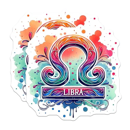 (2 Pack) Libra Magnets - Zodiac Signs - Astrology Decor - Horoscope Art - Star Sign Magnets - Colorful Zodiac Design - 5" On Longest Side - for Cars, Fridges, Toolboxes - Made in USA - MAG6825