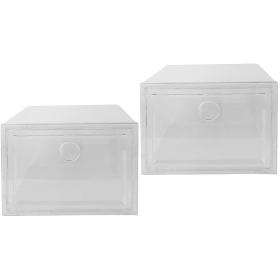 RENACLIPY 2-Pack Stackable Transparent Plastic Storage Organizer Boxes for Home, Office, and Craft Supplies