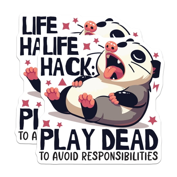 (2 Pack) Life Hack Play Dead Magnets - Funny Animal Magnets - Cute Office Decor - Motivational Refrigerator Magnet - 5" On Longest Side - for Cars, Fridges, Toolboxes - Made in USA - MAG6083
