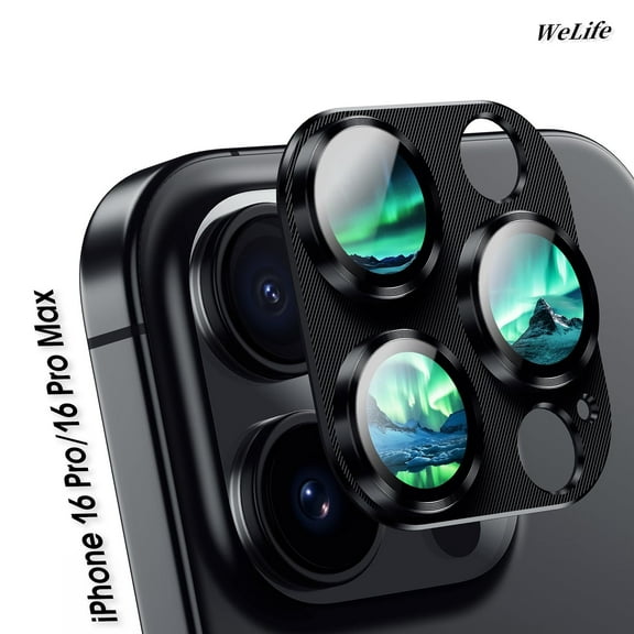 [2 Pack] We Life for iPhone 16 Pro / iPhone 16 Pro Max Camera Lens Protector, Metal Aluminum Alloy Tempered Glass Cover Camera Screen Protector Accessories, Case Friendly - Black