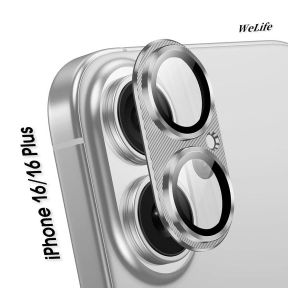[2 Pack] We Life for iPhone 16 / iPhone 16 Plus Camera Lens Protector, Metal Aluminum Alloy Tempered Glass Cover Camera Screen Protector Accessories, Case Friendly - White