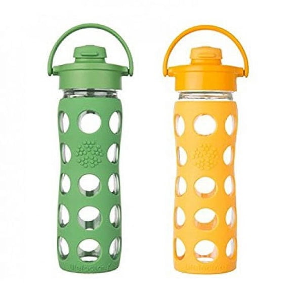 2-Pack Lifefactory 16-Ounce Flip Cap Beverage Bottles (Collegiate Yellow and Grass Green)