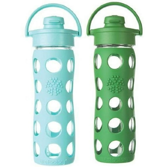 2-Pack Lifefactory 16-Ounce Flip Cap Beverage Bottles (Turquoise and Grass)