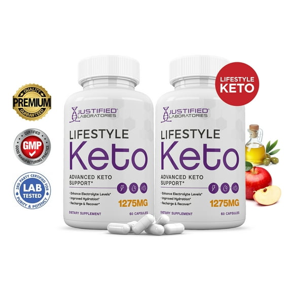 (2 Pack) Lifestyle Keto ACV Pills 1275mg Alternative to Gummies Dietary Supplement 120 Capsules