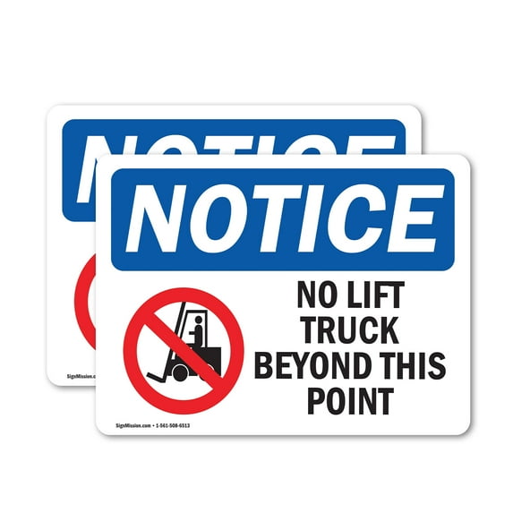 (2 Pack) No Lift Trucks Beyond This Point OSHA Notice Sign 18 Inch X 12 Inch Vinyl Label Decal Sticker Weather Resistant, UV Protected for Workplace, Business, and Construction Site,