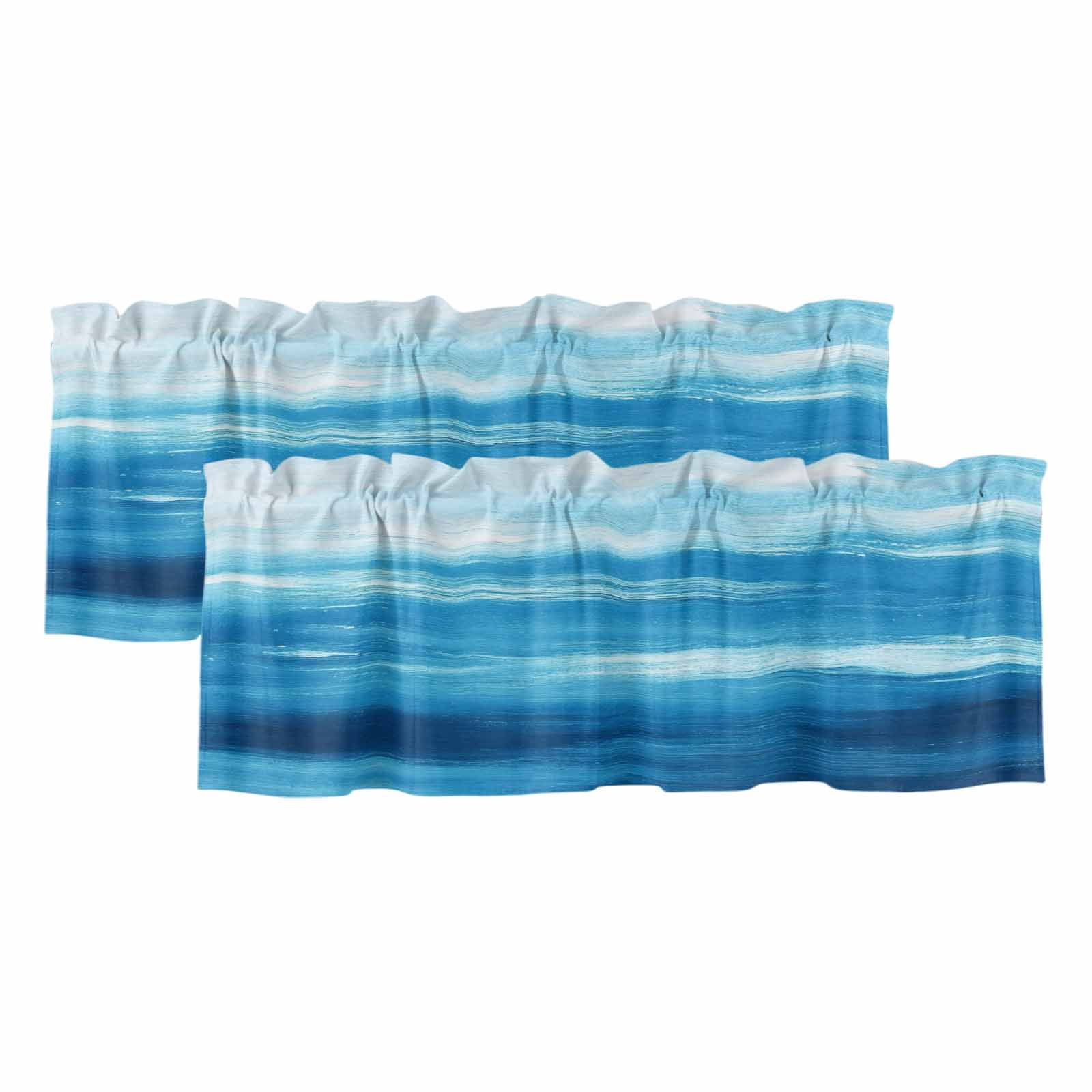 2 Pack Light Blue Valance for Window Ocean Wave Abstract Gradient Blue ...
