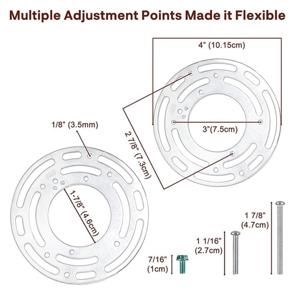 2 Pack Light Fixture Mounting Brackets, Ceiling Light Mounting Plate, Wall Light Mount Blocks with Screw and Nuts