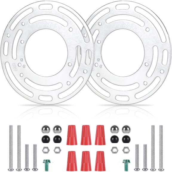 2 Pack Light Fixture Mounting Brackets, Ceiling Light Mounting Plate, Wall Lights Mount Blocks with Screw and Nuts, 4 Round Junction Box Adaptor for Wall Sconce, Chandelier, Pendant