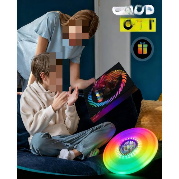 2 Pack Light Up Flying Disc, 175g, 16 Lighting Modes, 4 Brightness, 600mAh Rechargeable Battery, Built-in Timer and Sensor for Competitive & Casual Play, Gift for Men/Boys/Teens$$