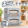 thumbnail image 1 of 2 Pack Light Gray Closet Storage Bins with Lids Front Opening Storage Bin Collapsible Fabric Organizer with Clear Window Dual Handles Closet Clothes Blanket Book Storage Box for Home DIMJ, 1 of 12
