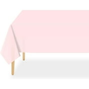 2 Pack Light Pink Plastic Tablecloth Disposable Table Covers for Parties Bridal Shower Birthday Engagement Wedding, Fits 6 to 8 Foot Rectangle Tables (54 × 108 Inch)"