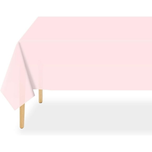 2 Pack Light Pink Plastic Tablecloth Disposable Table Covers for Parties Bridal Shower Birthday Engagement Wedding, Fits 6 to 8 Foot Rectangle Tables (54 × 108 Inch)"