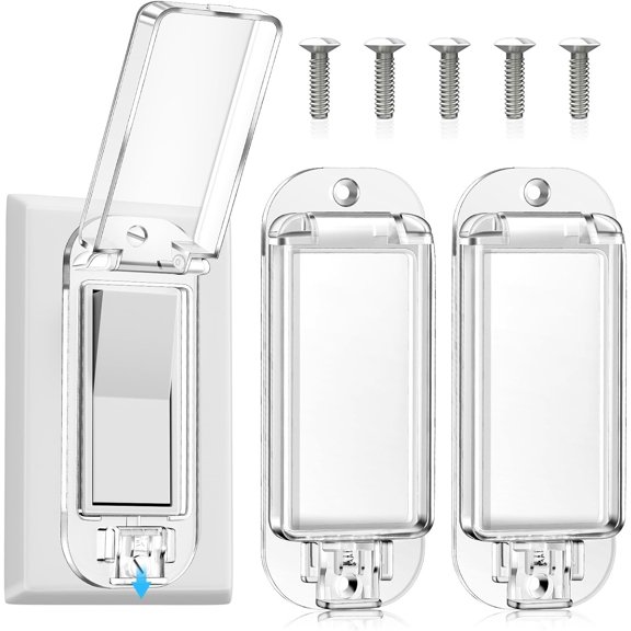 2 Pack Light Switch Guard Cover, Baby Proof Wall Switch Cover Guard with Wall Plate Screws for Rocker Light Switches, Wall Switch Protector Prevents Accidental On/Off and Protects Circuits & Kids
