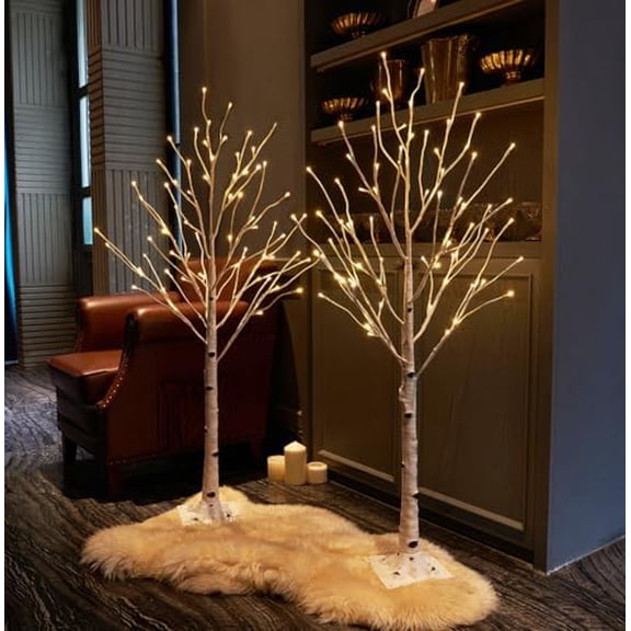 2 Pack Lighted Birch Twig Tree with Lights 4FT 72 LED Lights for Indoor Outdoor Home Easter Christmas Holiday Decoration$$Home Decor, Kitchen, & Other