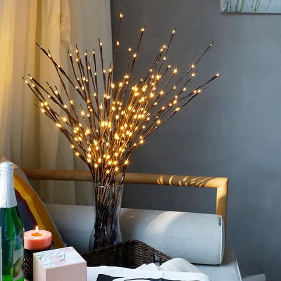 2 Pack Lighted Branches | 20 Warm White Light LED Branches Decorative Lights | Battery Operated Fairy Light Branches for Easter Wedding Bedroom Decoration Indoor Outdoor(Vase Excluded)