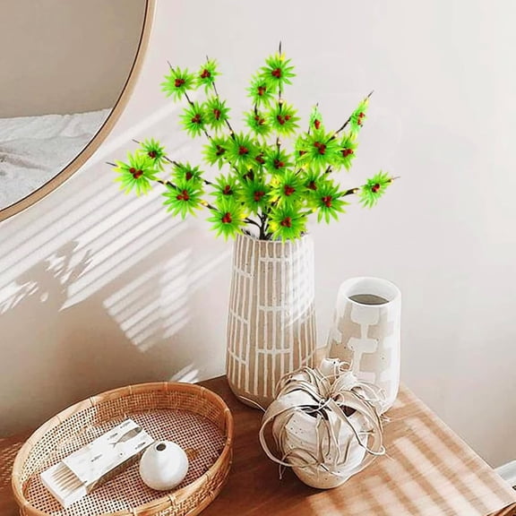 2 Pack Lighted Branches for Vase,30Inch 20 LEDs Green Artificial Sunflower Plastic Flower Branch Lights Twig Branches for Thanksgiving Flower Arrangements Christmas Spring Home Decor