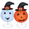 thumbnail image 1 of 2 Pack Lighted Pop Up Halloween Decorations, Jack-O-Lantern and White Ghost with Witch Hat, Each Pre-Lit with 40 LED Lights, Outdoor Collapsible Horror Haunted House Props Ornament, 1 of 5
