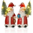 thumbnail image 1 of 2-Pack Lighted Santa Resin Figurines with Christmas Trees, 5" Mini Christmas Decorations, Battery Powered Warm White LED Hand-Painted Tabletop/Mantel Holiday Decor Gifts (Red Santa), 1 of 14