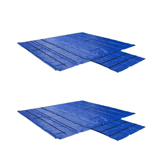 2 Pack Lightweight 14 Ounce Blue Lumber Tarp 20 FT x 27 FT with 6 FT Drop for Flatbed Truck Trailer - Superlight & Waterproof Vinyl Tarp for Flatbed Cargo Protection