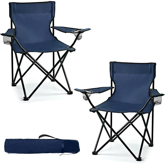 2 Pack Lightweight Camping Chairs for Adults & Teens, 250LBS Capacity Foldable Portable Chairs with Carry Bag, Compact Design for Camping, Beach, Picnics, and Outdoor Events