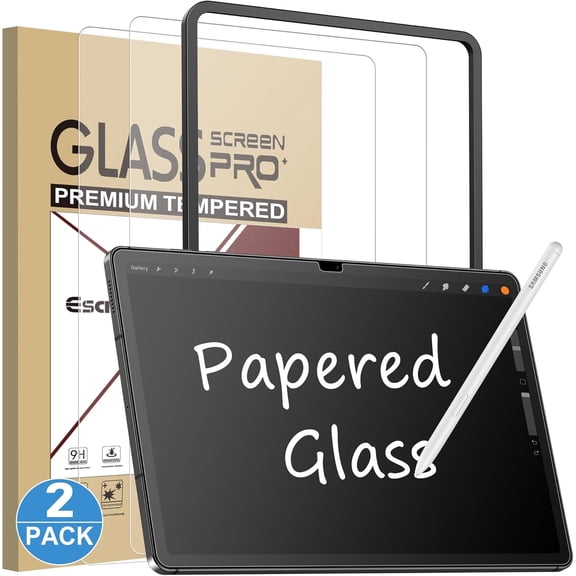 2 Pack Like Paper Glass Screen Protector for Samsung Galaxy Tab S10 Lite/S10 FE/ S9 / S9 FE (11 inch) 9H Tempered Glass Film with Alignment Frame, Writing Like on Paper, Anti Glare