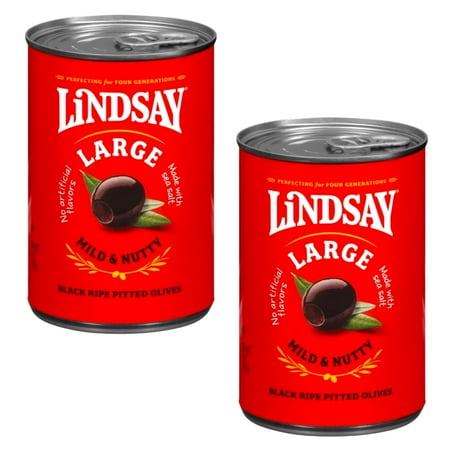 (2 Pack) Lindsay Large Pitted Black Ripe Olives, 6 oz