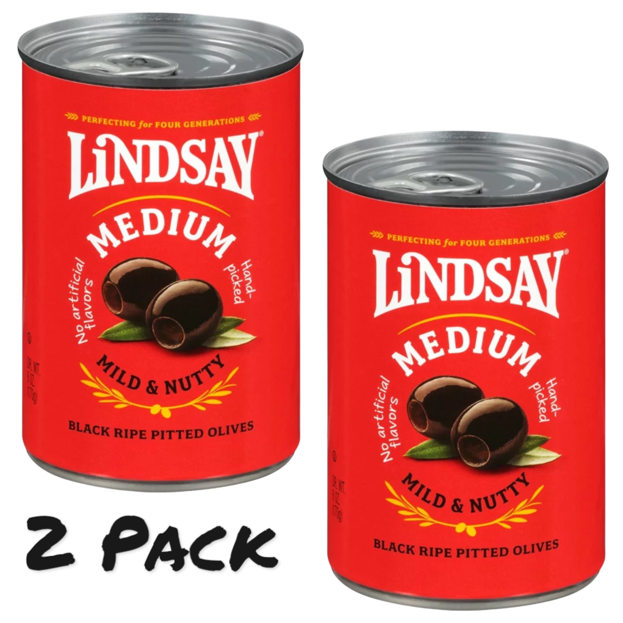 ( 2 Pack ) Lindsay Medium Pitted Black Ripe Olives 6 oz